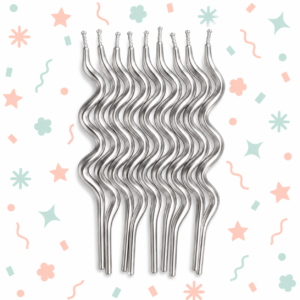 Velas twist plateadas (12 unidades)
