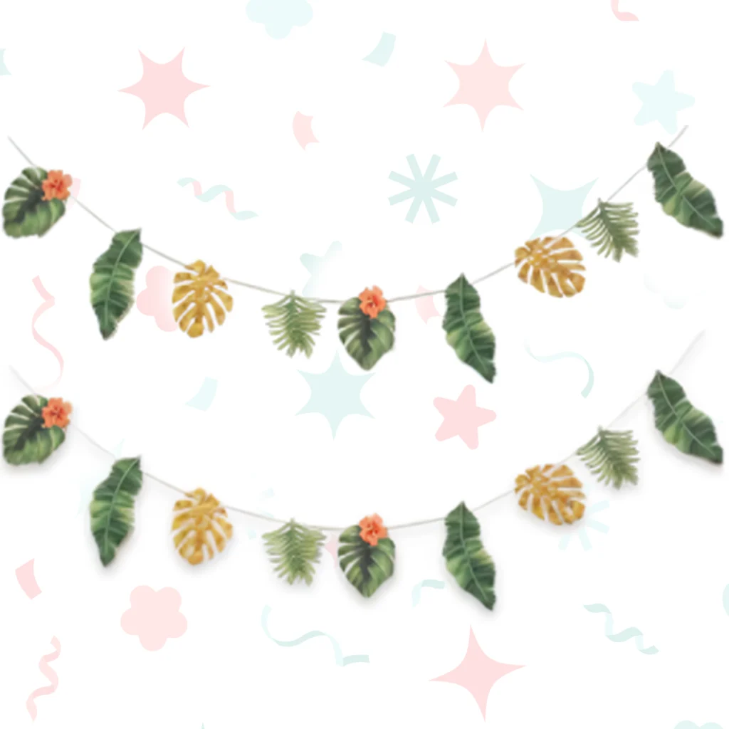 Banner con hojas tropicales