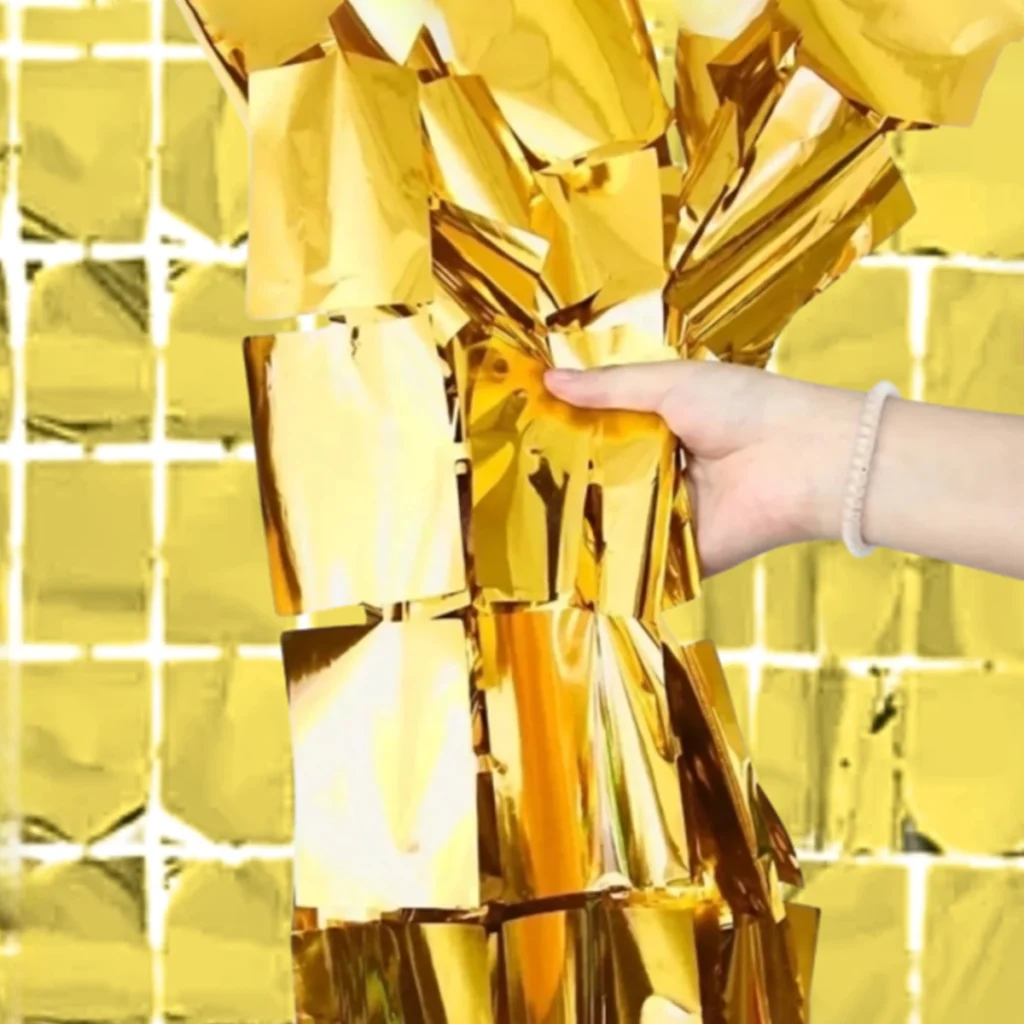 Cortina de rectángulos dorados 100 × 200 cm