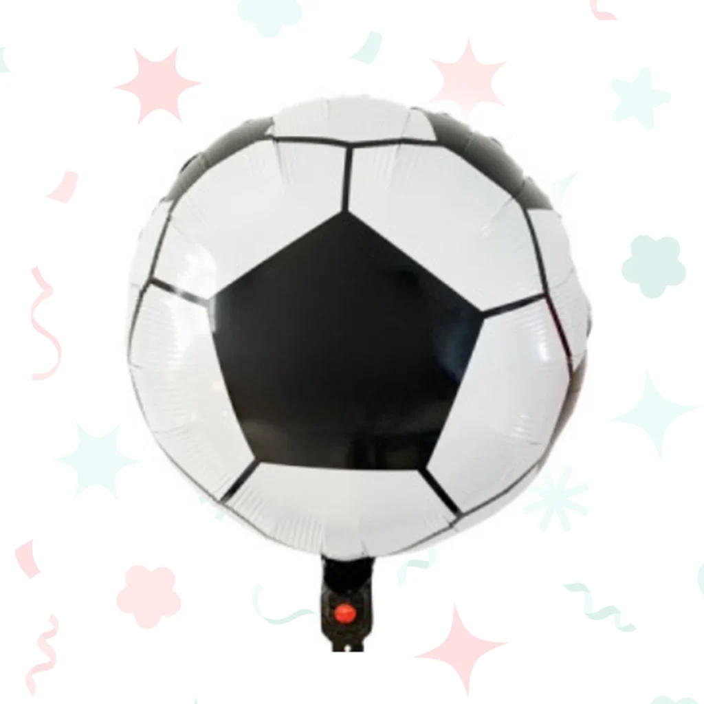 Globo metalizado con forma de pelota de fútbol 45 × 51 cm, apto para helio