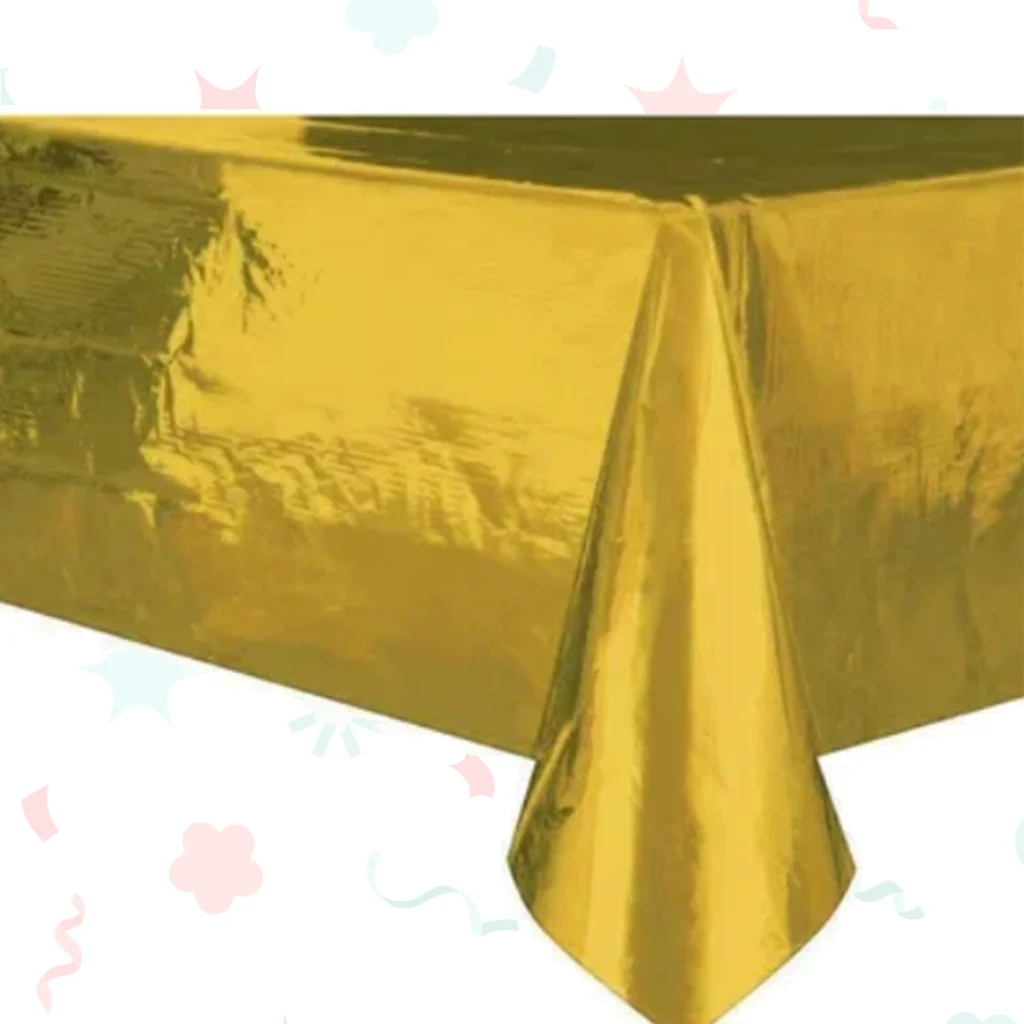 Mantel metalizado dorado (137 × 274 cm)