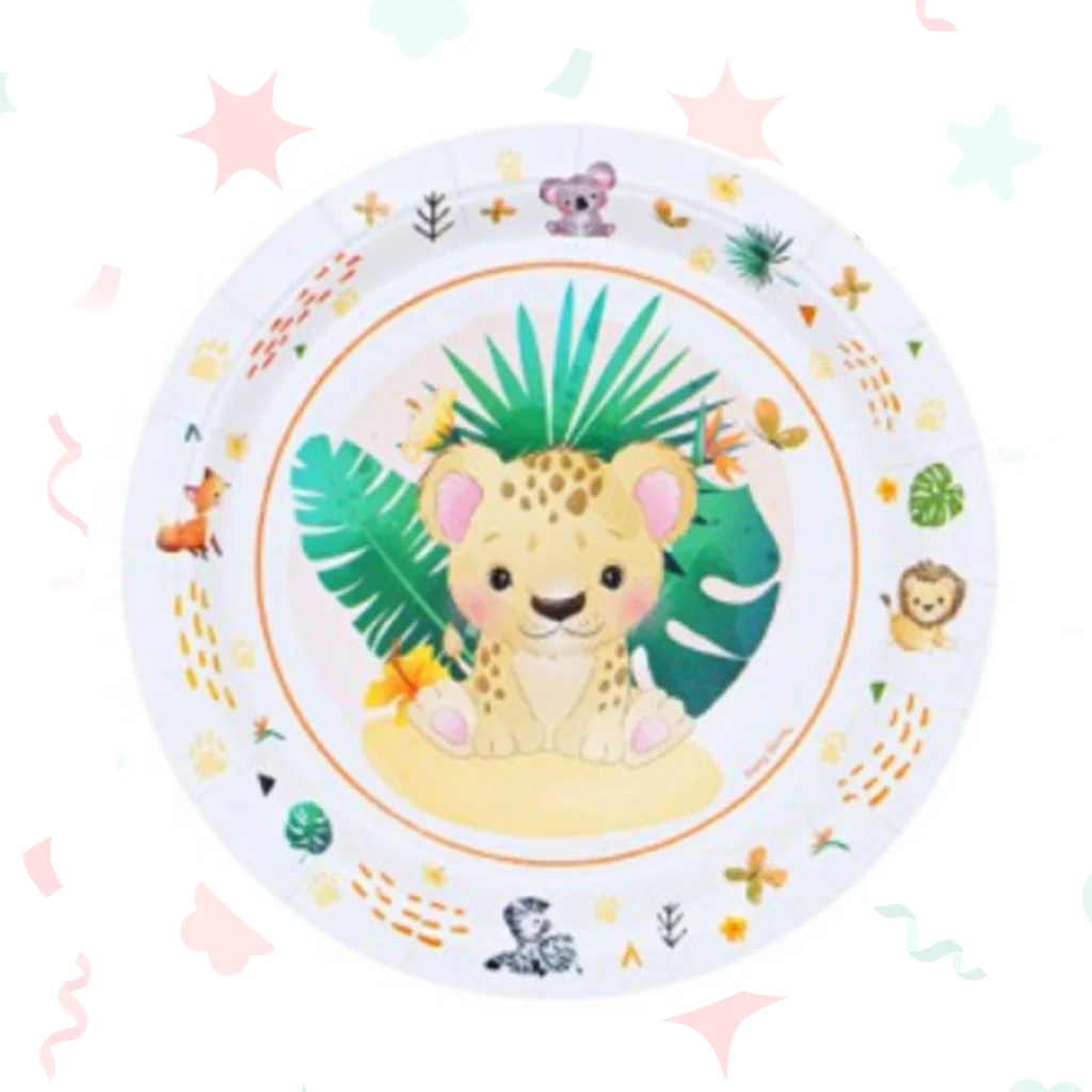 PLATO DE POLIPAPEL 17cm ANIMALITOS SALVAJES x 6 un.