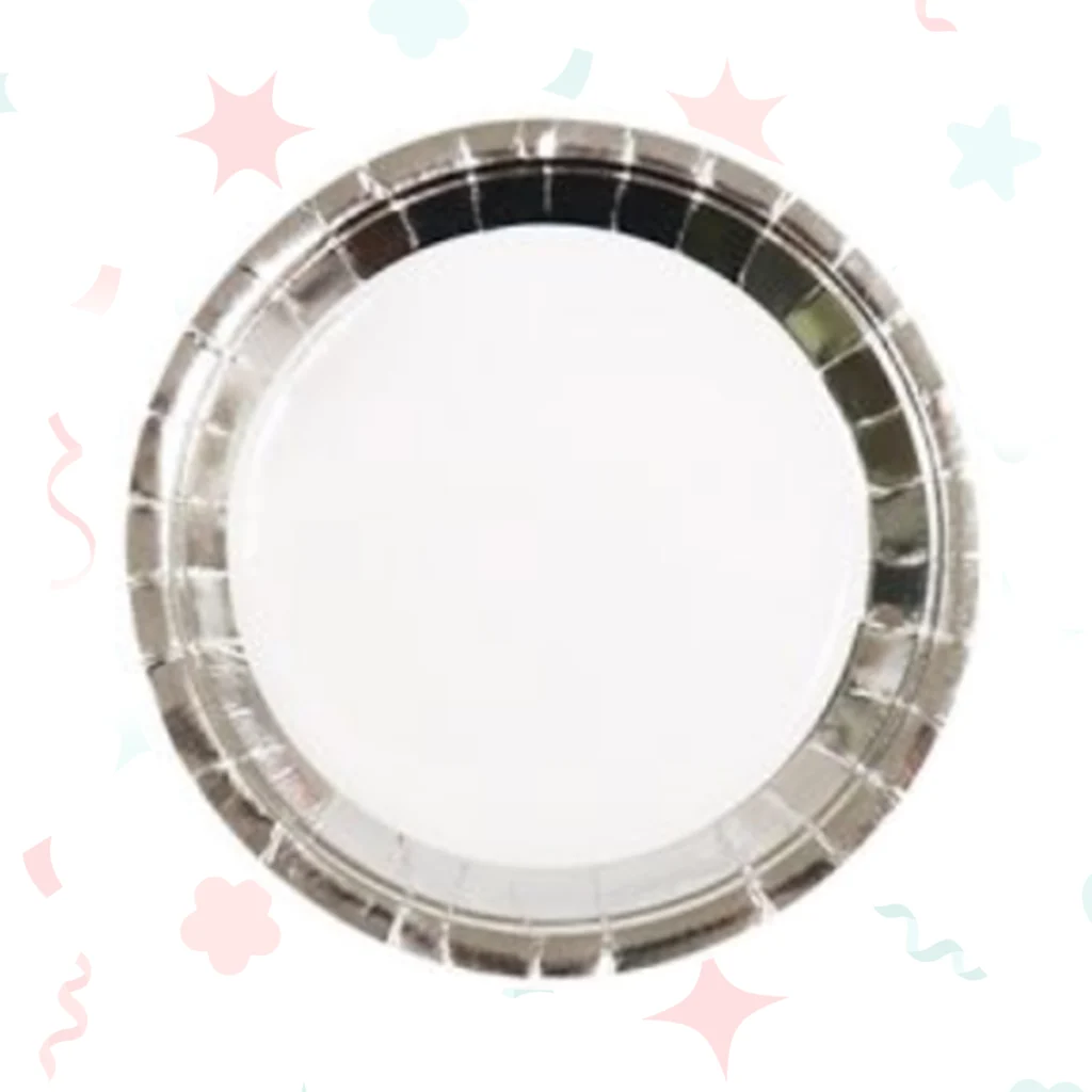 PLATO DE POLIPAPEL 17cm BORDE PLATEADO x 6 un