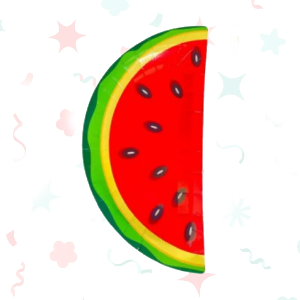 PLATO DE POLIPAPEL 17cm CON FORMA SANDIA x 6 unidades