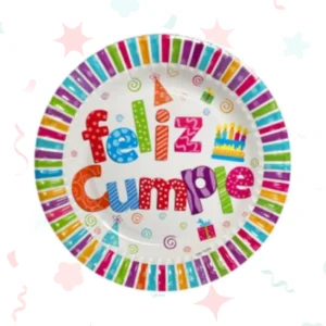 PLATO DE POLIPAPEL 17cm FELIZ CUMPLE x 6 unidades