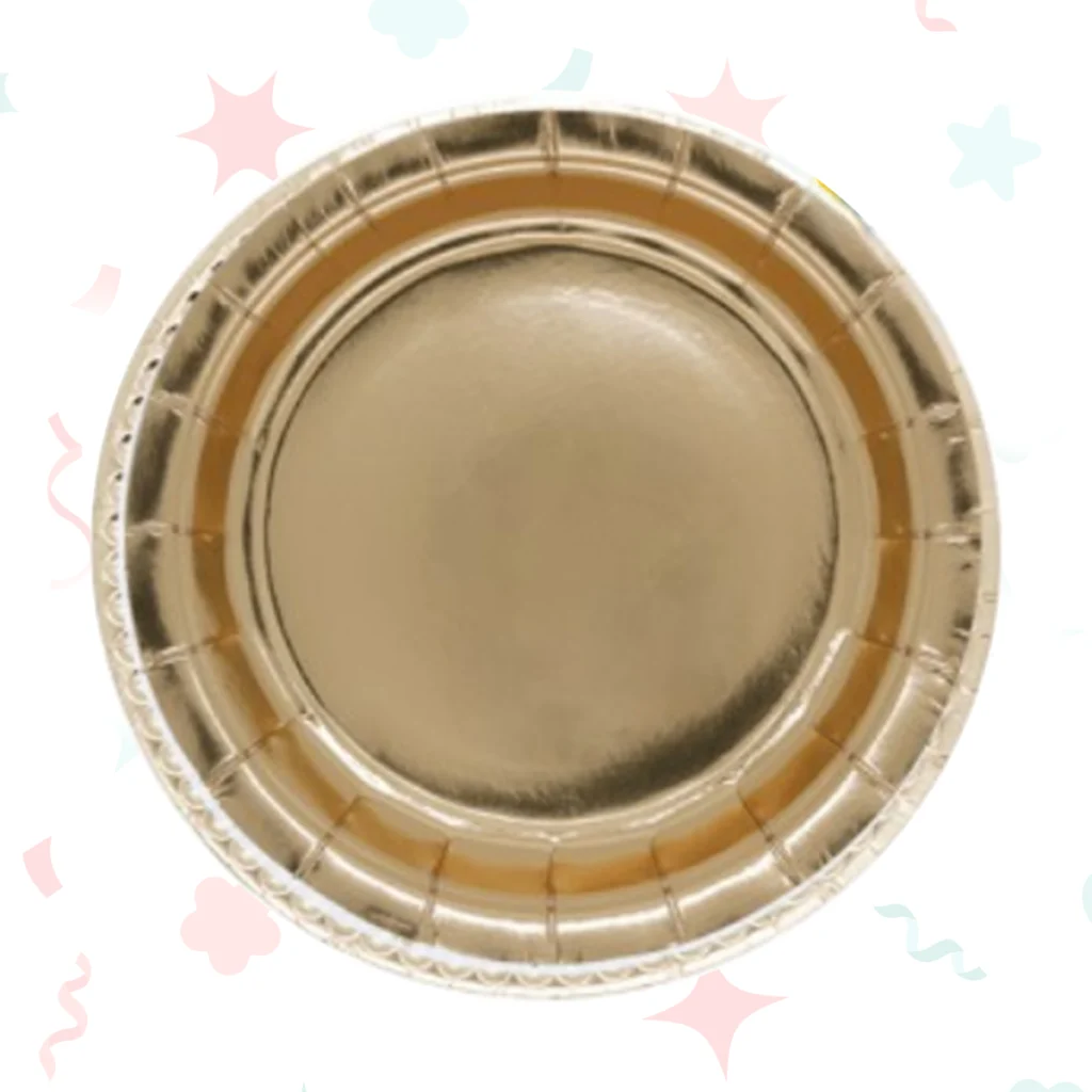 PLATO DE POLIPAPEL 17cm FULL DORADO x 6 unidades