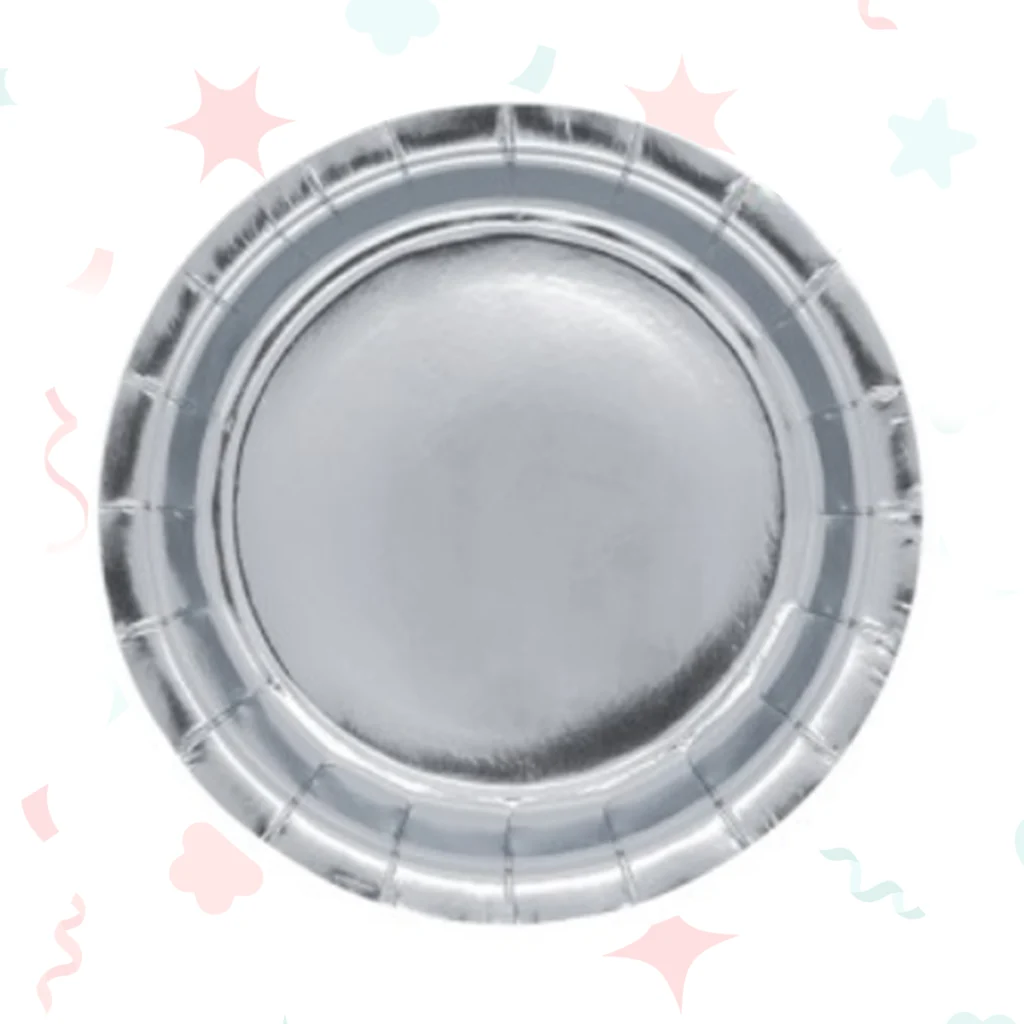 PLATO DE POLIPAPEL 17cm FULL PLATEADO x 6 unidades