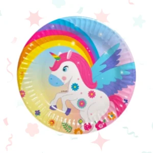 PLATO DE POLIPAPEL 17cm UNICORNIO SWEET x 6 un