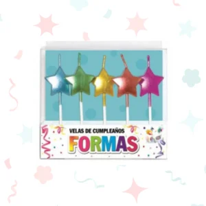 Set de velas con formas de estrellas metalizadas (5 piezas)