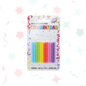 VELAS COMBINADAS X12 TAMAÑO CHICO MULTICOLOR