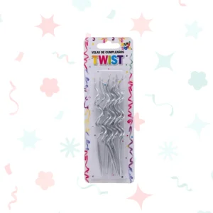 VELAS TWIST PLATEADA X 12