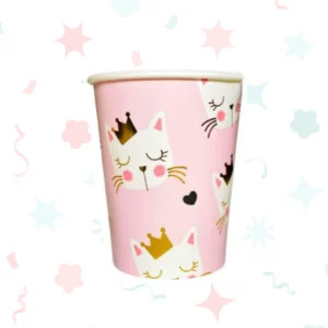 Vasos de polipapel Kitty con impresión metalizada de 266 cc (6 unidades)