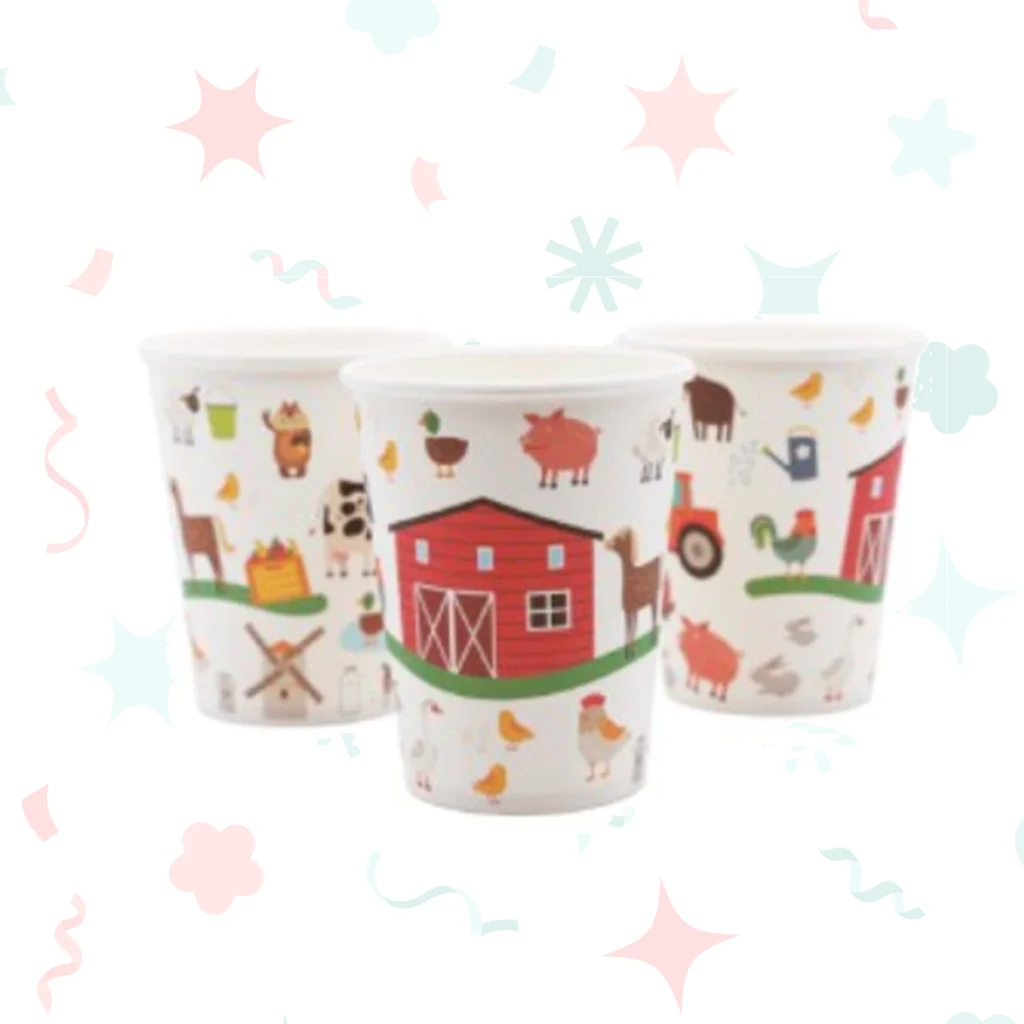 Vasos de polipapel con diseño de granja (6 unidades)
