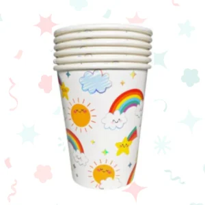 Vasos de polipapel de nube y arcoíris (6 unidades)