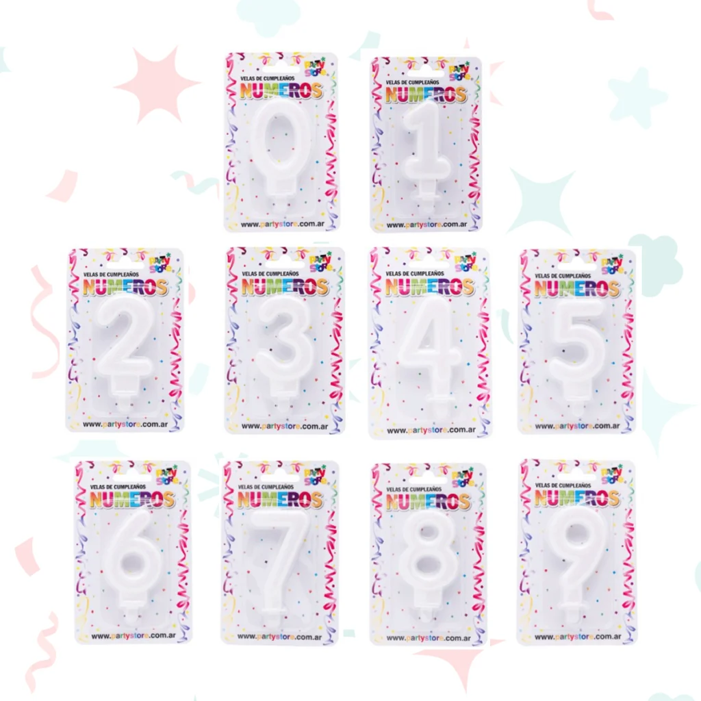 Vela número blanca glitter (del 0 al 9, por unidad)