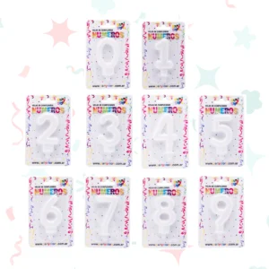 Vela número blanca glitter (del 0 al 9, por unidad)