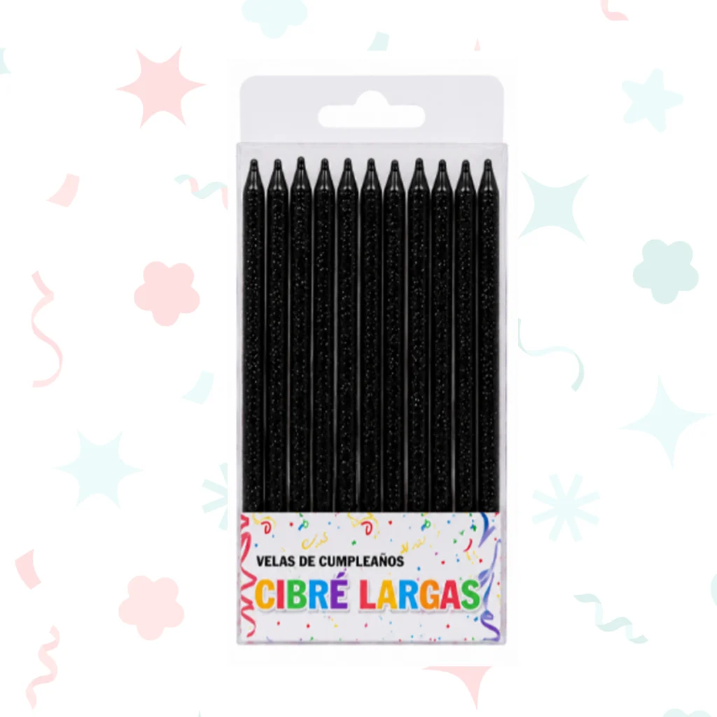 Velas finitas gibré negra (12 unidades)
