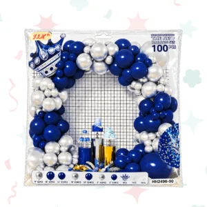 Kit de globos metalizados Azul-Plateado (100 piezas)