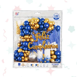 Kit de globos metalizados Azul-Dorado (100 piezas)