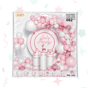 Kit de globos metalizados Rosas y blanco (82 piezas)