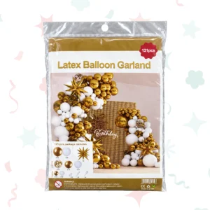 Kit de globos metalizados Blanco-Dorado (121 piezas)