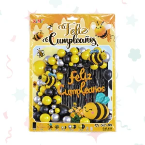 Kit de globos metalizados Abejita+Feliz Cumple (Grande)
