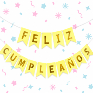 Banderín Feliz Cumpleaños Amarillo Pastel con Stamping x 1 Unidad 💛
