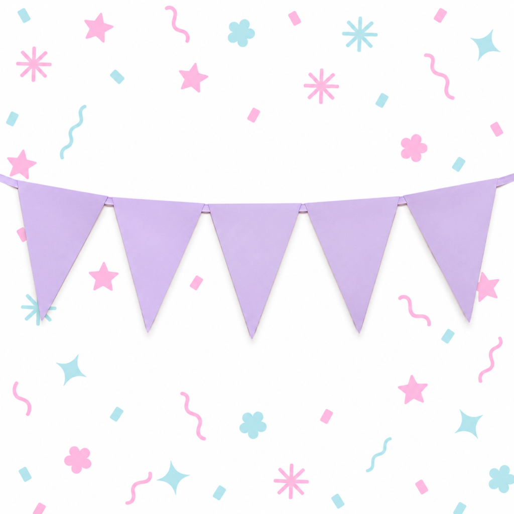 Banderín Triangular Lila Pastel de Papel x 1 Unidad 💜