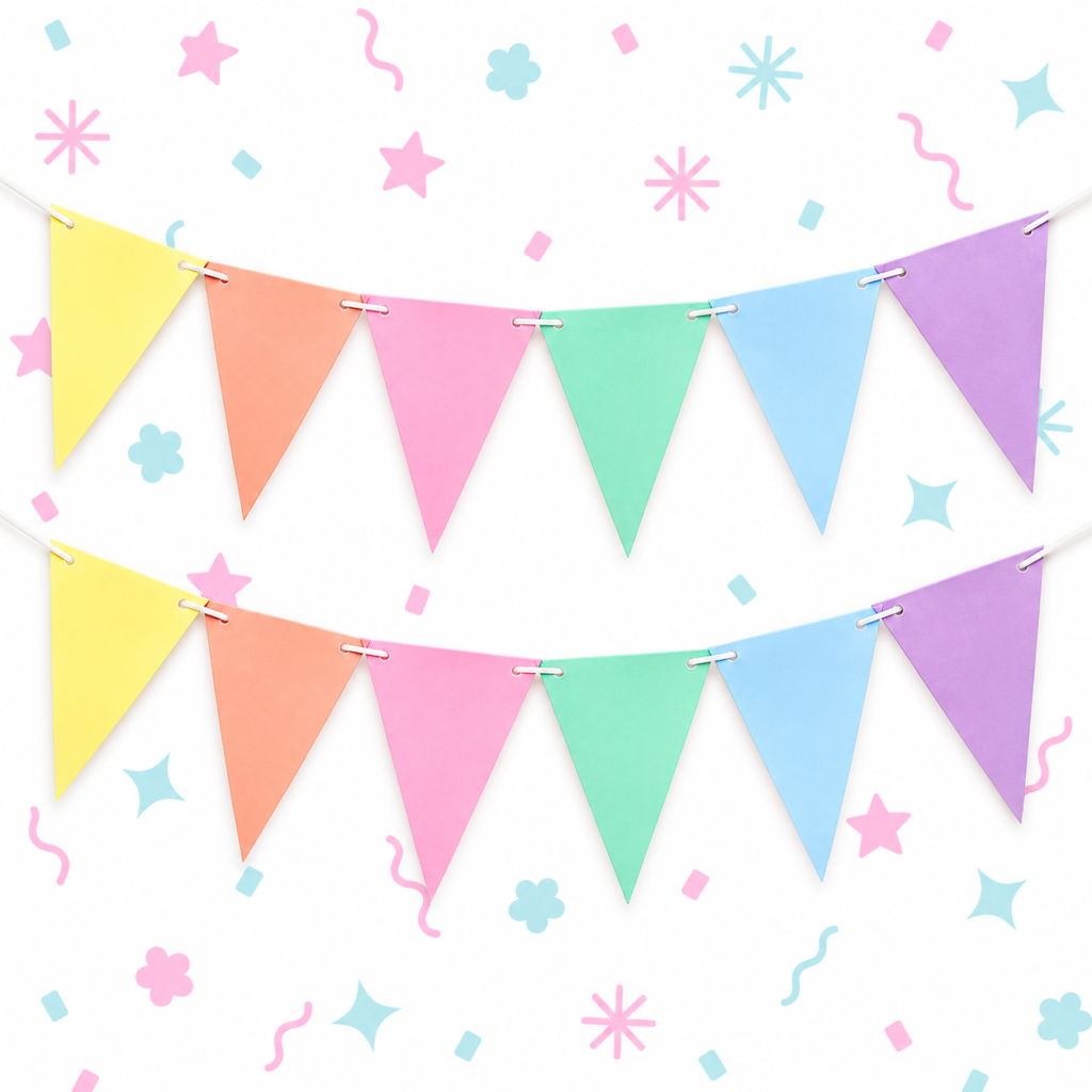 Banderín Triangular Multicolor Pastel de 2,40 m x 1 Unidad 🌈