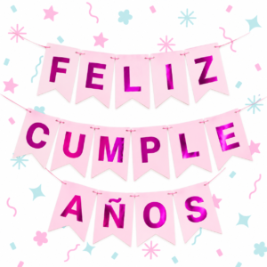 Banderín Feliz Cumpleaños Lila con Stamping Violeta x 1 Unidad 💜