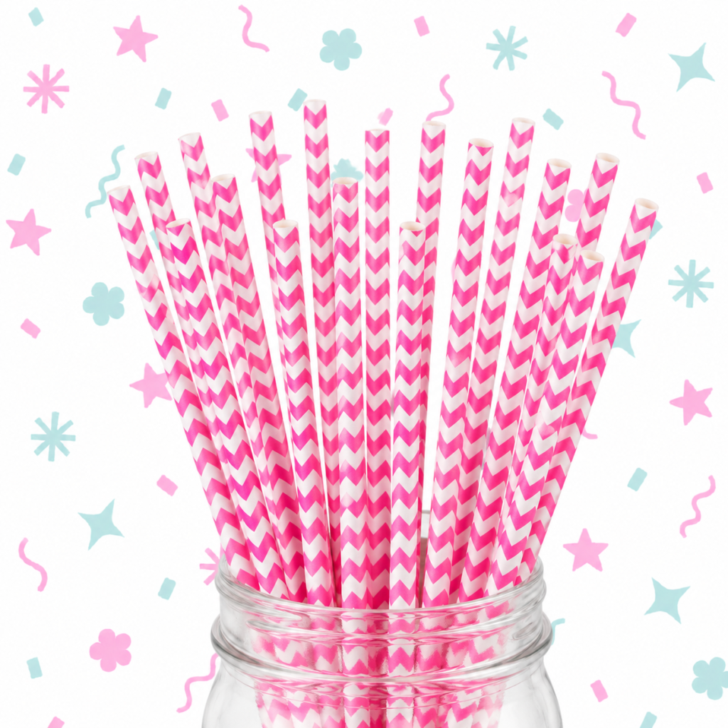 Sorbetes de Polipapel Zig Zag Blanco y Rosa x 25 Unidades 🎀