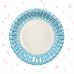 Platos polipapel Celeste con Lunares Blancos x 10 Unidades