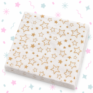 Servilletas Estrellas Doradas 32 x 32 cm x 20 Unidades 🌟