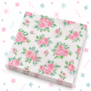 Servilletas Flores Rosas 32 x 32 cm x 20 Unidades 🌹