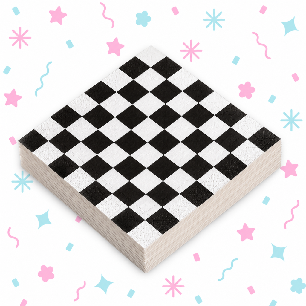 🏁 Servilletas Cuadrillé Carreras 20 unidades 33 cm x 33cm